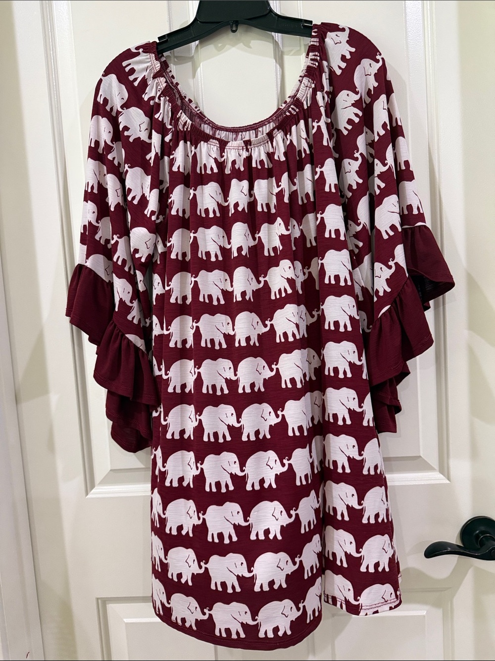 Maroon Elephant Print Tunic Top